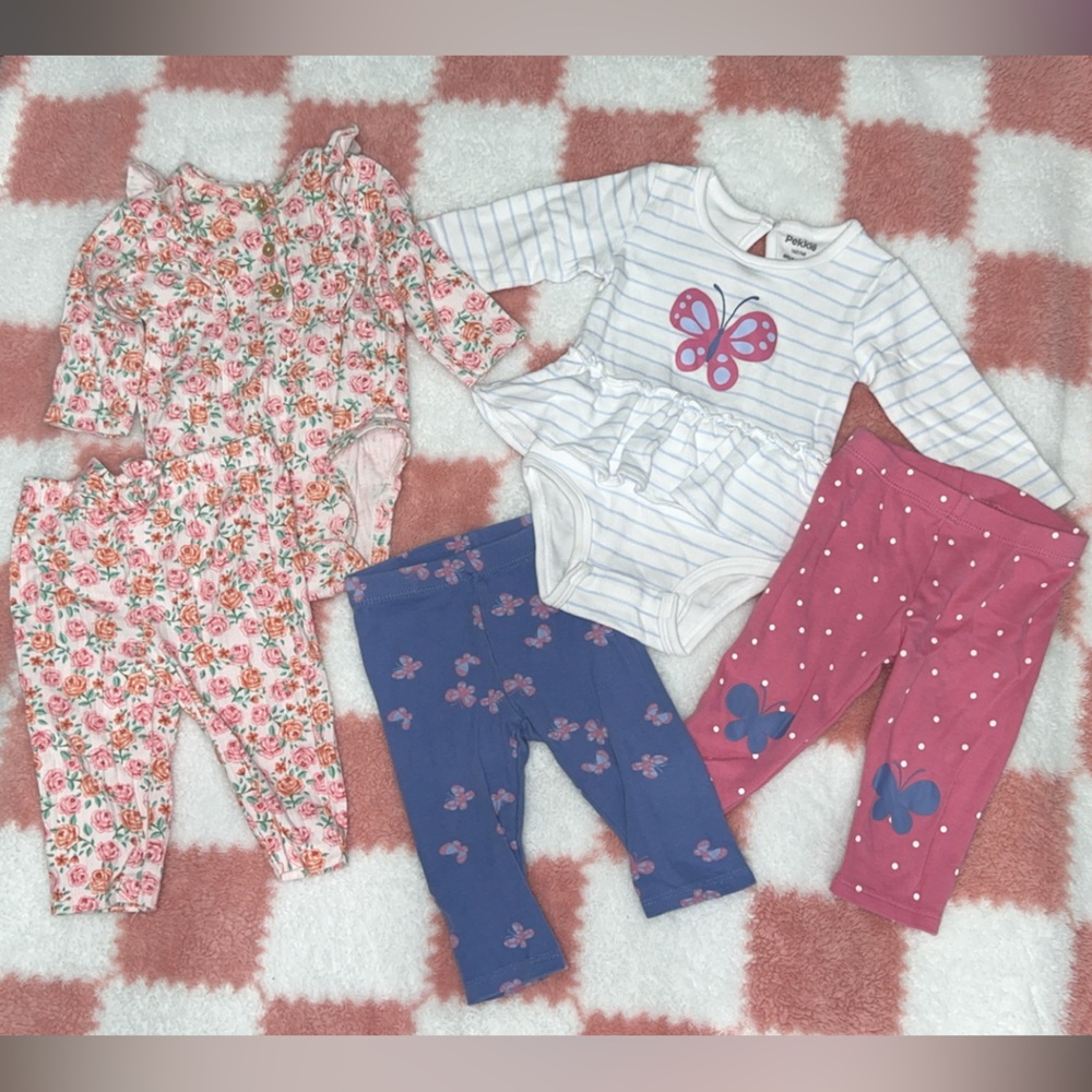 Baby Girl Clothing Sets with Butterfly and Floral Patterns
